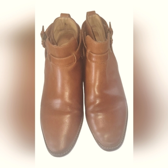 Madewell Hollis Brown English Leather Ankle Strap Buckle Detail Bootie Sz 8 1/2 - Picture 2 of 10